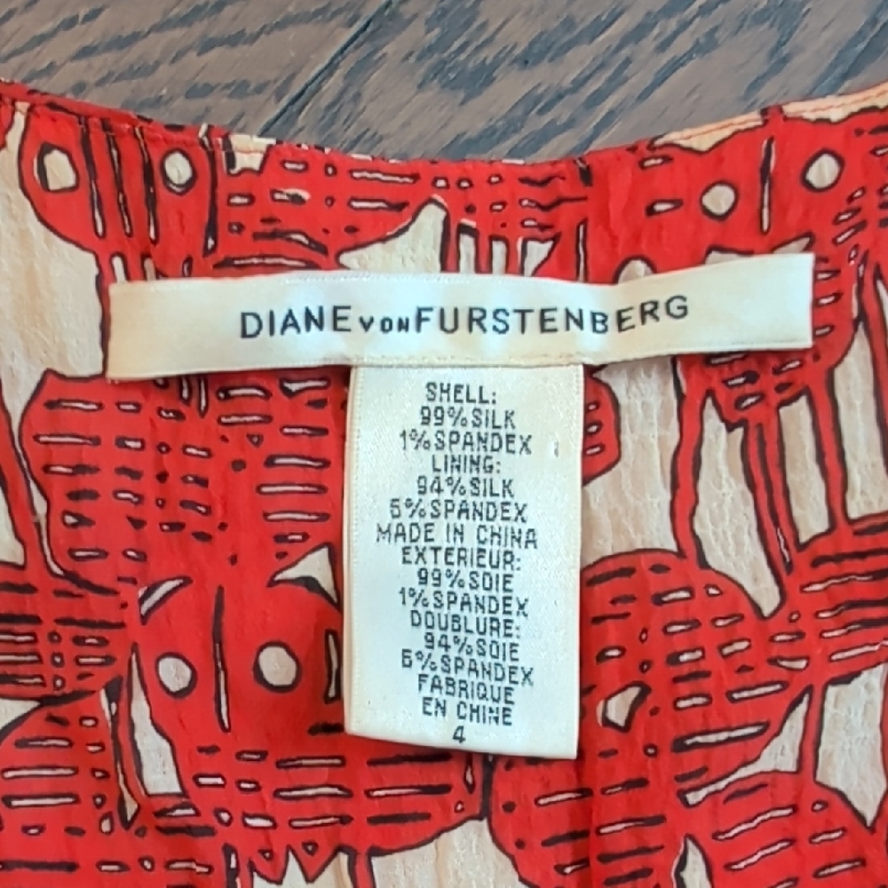 Diane von Furstenberg DVF Yana Orange Print Silk Dress US 4 - Picture 6 of 10